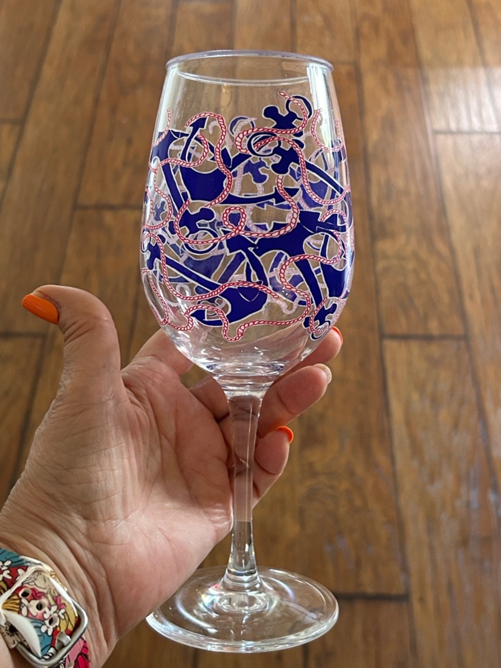 Lilly pulitzer anchors wine glass plastic great for poolside drinks 🍷